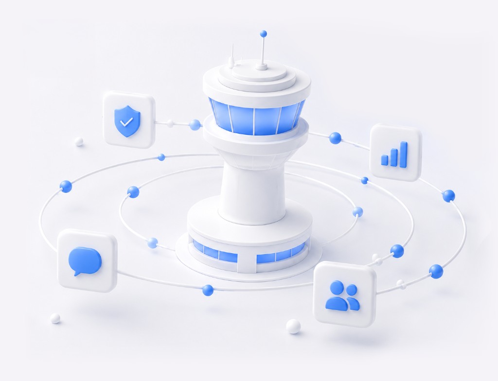 AI Agent control tower illustration