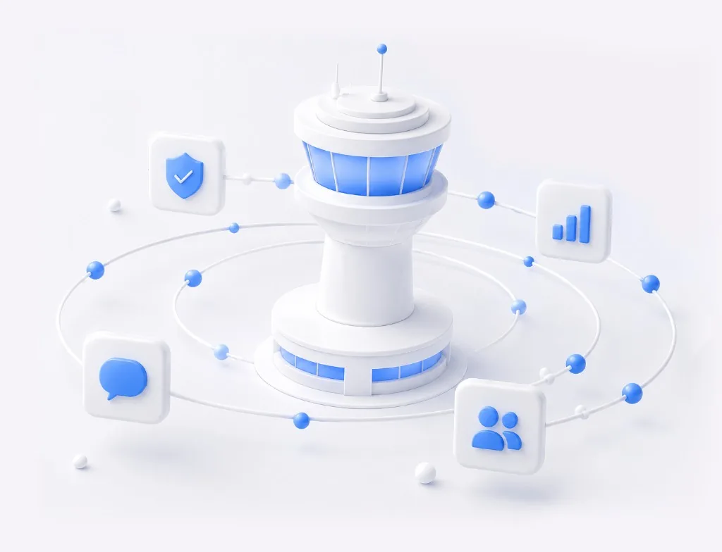 AI Agent control tower illustration